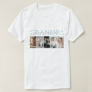 Eenvoudige blauwe aangepaste boodschap Opa foto ca T-shirt