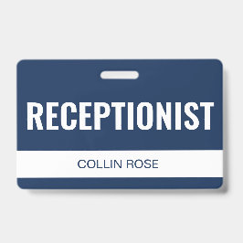 Eenvoudige blauwe aangepaste hotelreceptioniste pe badge
