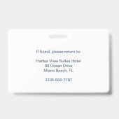 Eenvoudige blauwe aangepaste hotelreceptioniste pe badge (Achterkant)