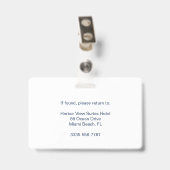 Eenvoudige blauwe aangepaste hotelreceptioniste pe badge (Achterkant met clip)