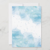 Eenvoudige blauwe abstracte waterverf splash glitt kaart (Achterkant)