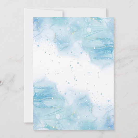 Eenvoudige blauwe abstracte waterverf splash glitt kaart (Achterkant)