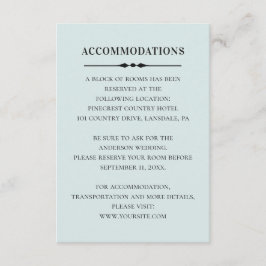 Eenvoudige blauwe accommodaties. Formele huwelijks Informatiekaartje