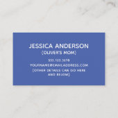 Eenvoudige blauwe afspeeldatum voor mama Kaart Contactkaartje (Achterkant)