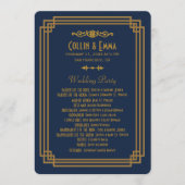 Eenvoudige Blauwe Art Deco Trouwprogramma's Programmakaart (Voorkant)