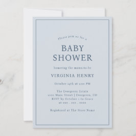 Eenvoudige blauwe Baby shower uitnodiging