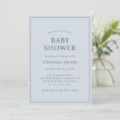 Eenvoudige blauwe Baby shower uitnodiging (Staand voorkant)