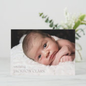 Eenvoudige blauwe babyjongen Fotocollage geboorte Aankondiging (Staand voorkant)