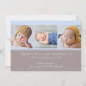 Eenvoudige blauwe babyjongen Fotocollage geboorte Aankondiging (Achterkant)