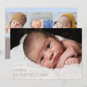 Eenvoudige blauwe babyjongen Fotocollage geboorte Aankondiging (Voorkant / Achterkant)