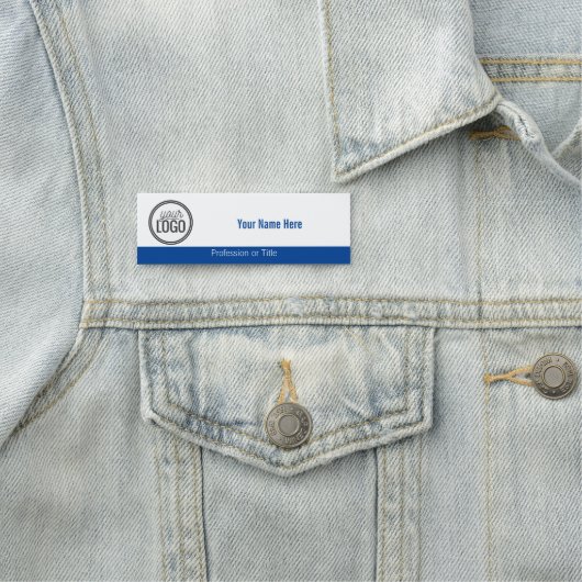 Eenvoudige blauwe band met uw Logo Professional Naamplaatje (In situ)