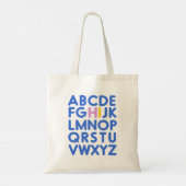 Eenvoudige blauwe bibliotheek met alfabet tote bag (Achterkant)