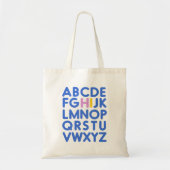 Eenvoudige blauwe bibliotheek met alfabet tote bag (Voorkant)