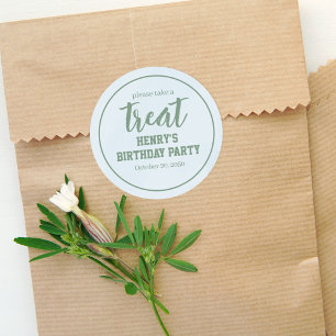 Eenvoudige blauwe Birthday Minimalist Whimsical Tr Ronde Sticker