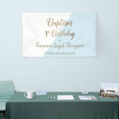 Eenvoudige blauwe blauwe baby baby baptisme eerste spandoek (Beurs)