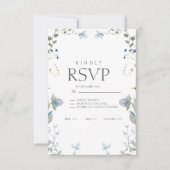 Eenvoudige Blauwe Bloem RSVP Kaart (Voorkant)