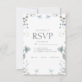 Eenvoudige Blauwe Bloem RSVP Kaart