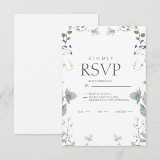 Eenvoudige Blauwe Bloem RSVP Kaart