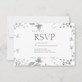 Eenvoudige Blauwe Bloem RSVP Kaart