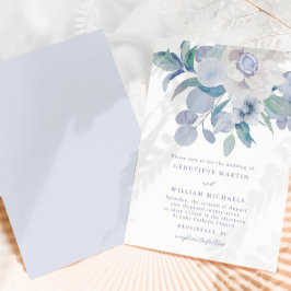 Eenvoudige Blauwe Bloemen Boeket Huwelijksuitnodig Aankondiging