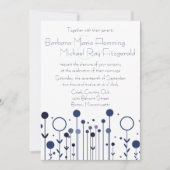 Eenvoudige Blauwe Bloemen Dot Moderne Huwelijk Kaart (Voorkant)