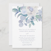 Eenvoudige Blauwe Bloemen Foto Huwelijksuitnodigin Aankondiging (Voorkant)