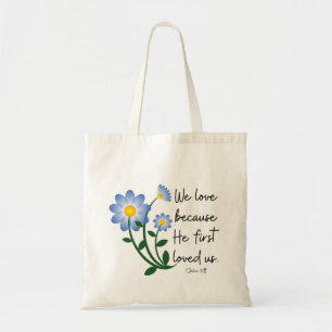 Eenvoudige blauwe bloemen ". . . Hij hield voor he Tote Bag