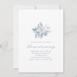 Eenvoudige Blauwe Bloemen Nieuwe Home Housewarming Aankondiging