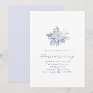 Eenvoudige Blauwe Bloemen Nieuwe Home Housewarming Aankondiging