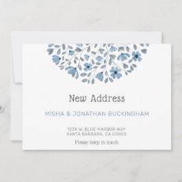 Eenvoudige Blauwe Bloemen Waterverf Nieuw Adres Ve Aankondiging