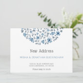 Eenvoudige Blauwe Bloemen Waterverf Nieuw Adres Ve Aankondiging (Staand voorkant)