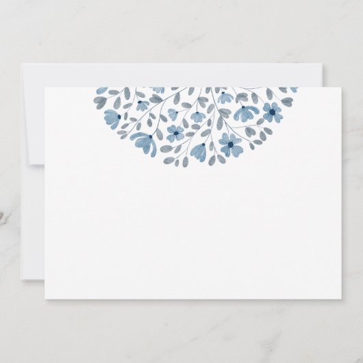 Eenvoudige Blauwe Bloemen Waterverf Nieuw Adres Ve Aankondiging (Achterkant)