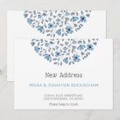 Eenvoudige Blauwe Bloemen Waterverf Nieuw Adres Ve Aankondiging (Voorkant / Achterkant)