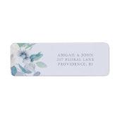 Eenvoudige Blauwe Bloemen Wedding Retour Adres Lab Etiket (Voorkant)