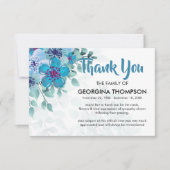 Eenvoudige blauwe bloemendienst bedankkaart (Voorkant)