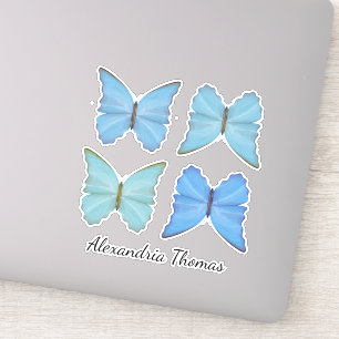 Eenvoudige Blauwe Botanische Vlinders Schattige gr Sticker