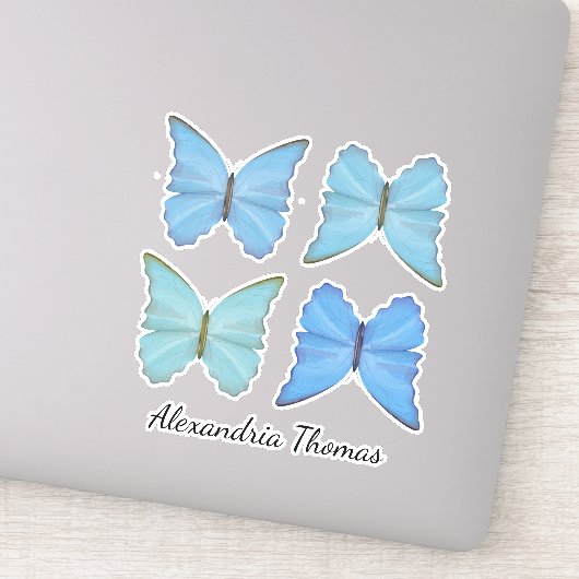 Eenvoudige Blauwe Botanische Vlinders Schattige gr Sticker (Detail)