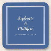 Eenvoudige blauwe bruiloft Moderne Minimalistische Bier Onderzetter (Voorkant)