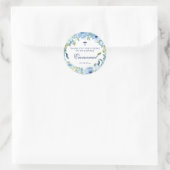 Eenvoudige Blauwe Doop Gunsten voor Jongens Ronde Sticker (Tas)