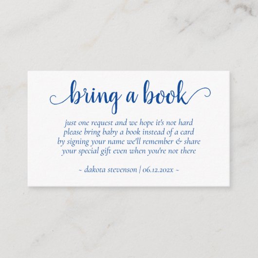 Eenvoudige blauwe douche | Cerulean Neem een boek  Informatiekaartje (Voorkant)