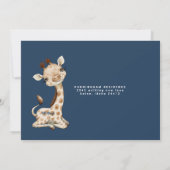 Eenvoudige blauwe en bruine foto 1e verjaardag kaart (Achterkant)