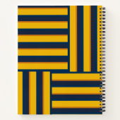 Eenvoudige blauwe en gele strip laptop notitieboek (Achterkant)