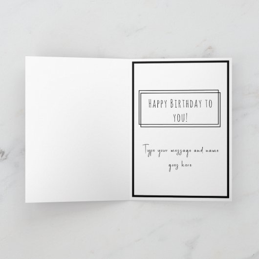 Eenvoudige Blauwe en Roze Print Gelukkige Verjaard Kaart (Binnen)