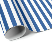 Eenvoudige Blauwe en Witte Nautische Streep Cadeaupapier (Rol Hoek)