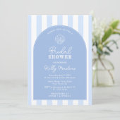 Eenvoudige Blauwe En Witte Schelp Kust Bruidsdouch Kaart (Staand voorkant)