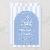 Eenvoudige Blauwe En Witte Schelp Kust Bruidsdouch Kaart (Voorkant / Achterkant)