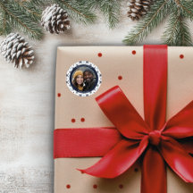 Eenvoudige Blauwe en Witte Sneeuwvlok Kerstfoto