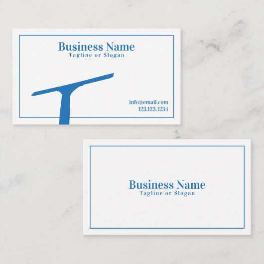 Eenvoudige Blauwe en Witte Squeegee Raamreiniging Visitekaartje (Voorkant / Achterkant)