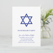 Eenvoudige blauwe en witte ster van David Hanukkah Kaart (Staand voorkant)