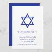 Eenvoudige blauwe en witte ster van David Hanukkah Kaart (Voorkant / Achterkant)